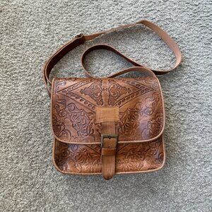 NEW Embossed Leather Crossbody Bag